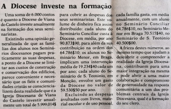 O Seminário de Viana do Castelo. Prioridade da Identidade Diocesana: subsídios para a sua história – parte XII